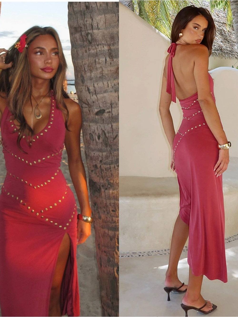 White Fox Boutique Hot To Handle Midi Dress Raspberry XS